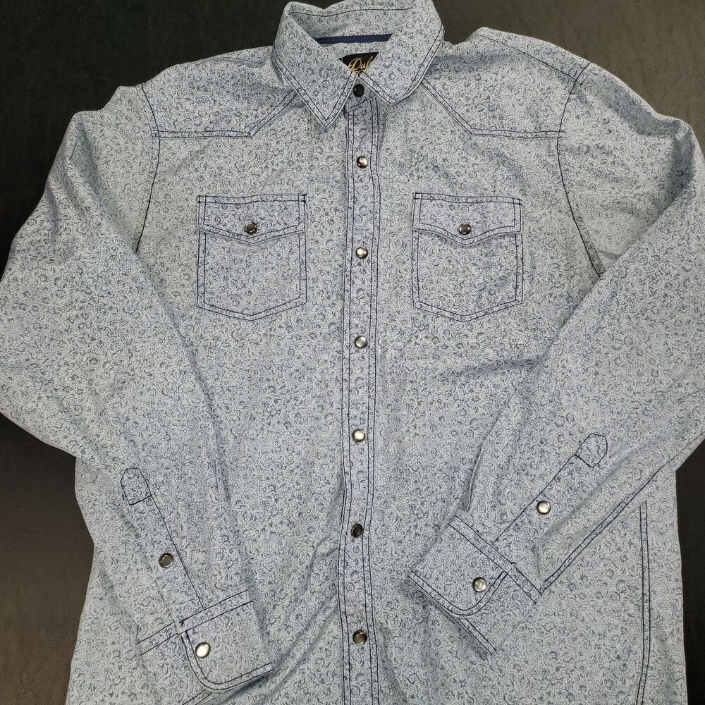 Duke's Bark Mens Medium Pearl Snap Short Sleeve Floral Shirt EUC
